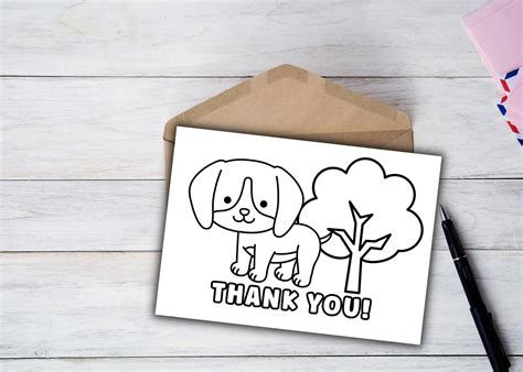 Printable Thank You Coloring Card Kids Thank You Note Monkey