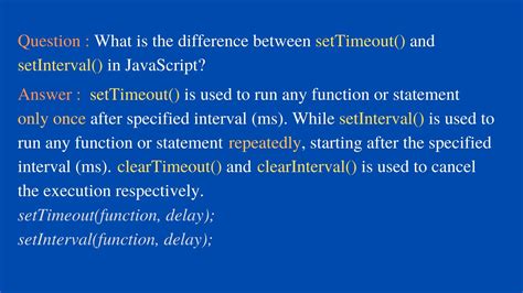 SetTimeout Vs SetInterval In JavaScript