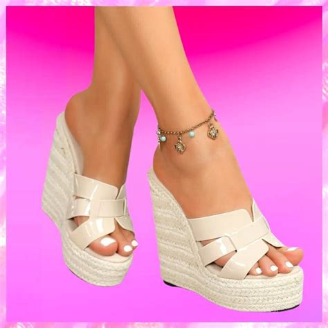 Espadrille Wedge Sandals In Ivory Beach Babe Bikini