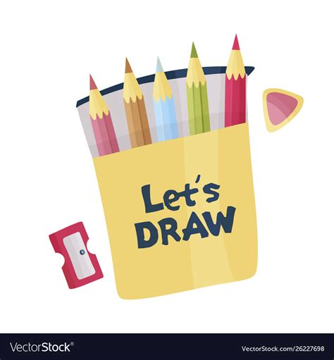 Lets draw pencils sharpener and eraser Royalty Free Vector