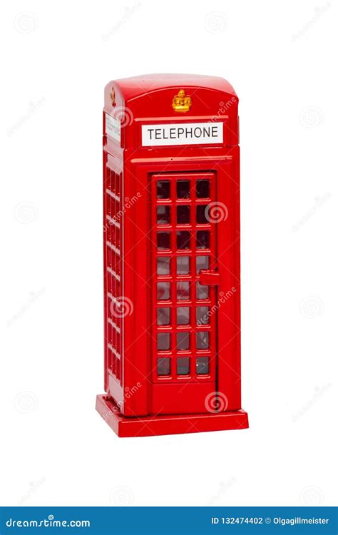 London Phone Booth Classic British Red Telephone Box Isolated O Stock