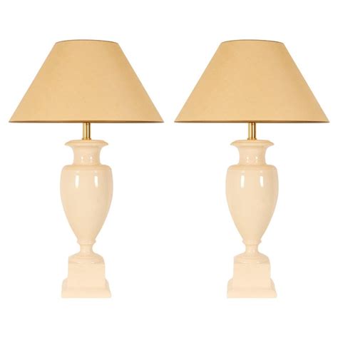 Vintage Italian Ceramic Vase Lamps Off White Tall Modern Table Lamps