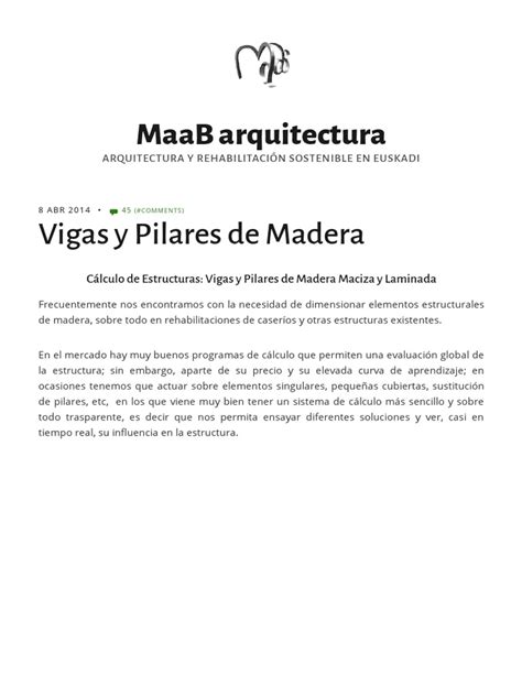 Calculo Vigas Pilares Madera Maciza Laminada V03 Explicacion Download Free Pdf Pandeo