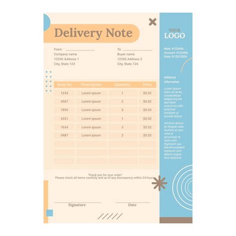 Free Vector Flat Design Delivery Note Template Design