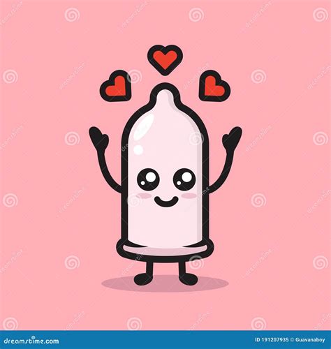 Cute Condom Mascot Love And Romance Theme Stock Vector Illustration