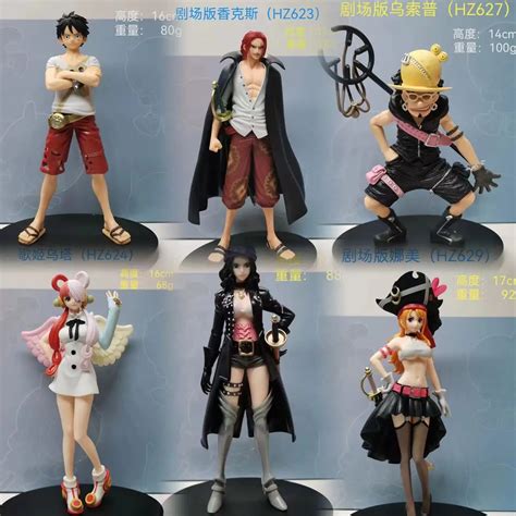 Figurine De Dessin Anim One Piece Dxf Uta Luffy Zoro Film En Pvc Rouge