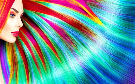 Mujer Con Cabello De Colores Del Arcoiris Fondo De Pantalla K Hd Id