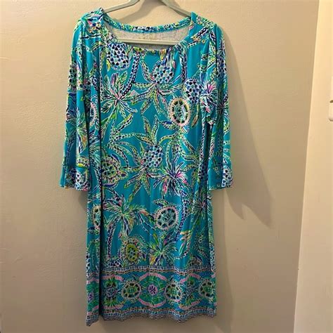 Lilly Pulitzer Dresses Womens Lilly Pulitzer Upf 5 Sophia Dress Bermuda Blue Turtle Size Xl