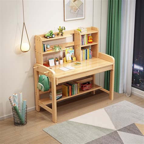 BALANBO Kids Desk with Drawer and Bookshelf Wooden Children’s Media ...