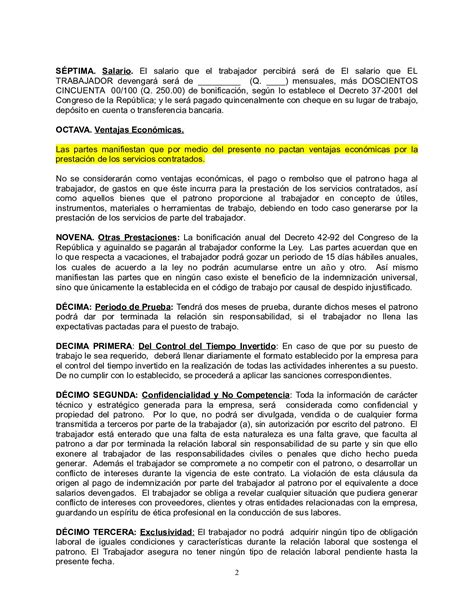 Formato De Contrato De Trabajo Para Costa Rica