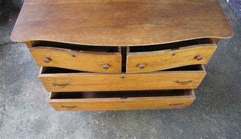 Late Victorian Antique Serpentine Oak Dresser Carved Wishbone Mirror