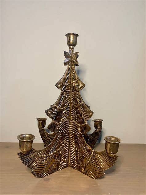 Large Christmas Tree Candelabra Vintage Godinger Silver Plated Tree