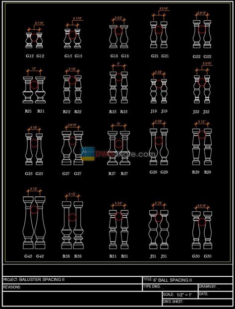 5standard Balusters Autocad File Free Download Free Cad Blocks