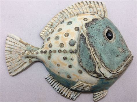 Small Green Spotty Ceramic Fish Ceramic Wall Art Fish Wall Hung