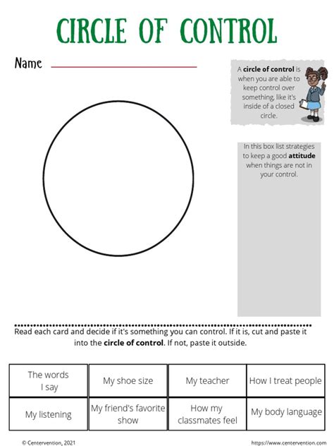 Circle of Control Worksheets | PDF