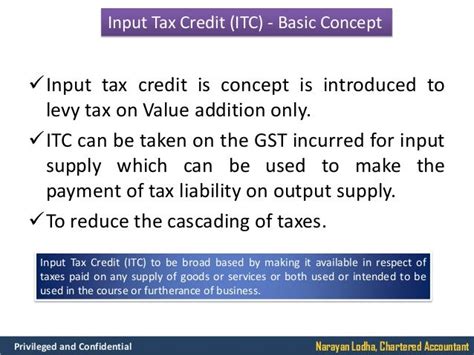 1 Presentation On Input Tax Credit Under Gst