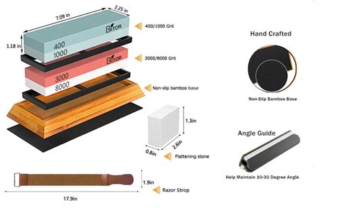 BRITOR Knife Sharpening Stone Whetstones 400 1000 3000 8000 Grit