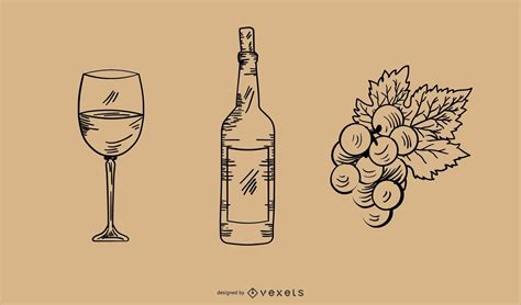 Hand Drawn Wine Elements Set Vector Download