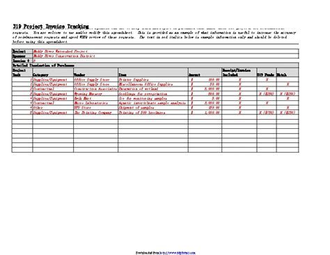 Example Invoice Tracking Spreadsheet - PDFSimpli