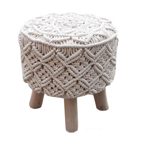 This Christmas Handmade Macrame Stool Ottoman Decor Crafted Etsy