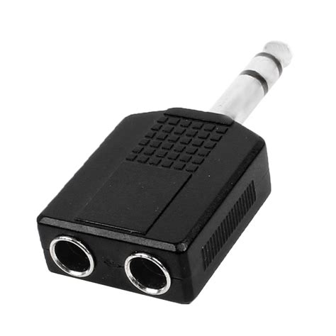 Dual 635mm Female Jack To 635mm Male Plug Connector Y Splitter Audio Adapter