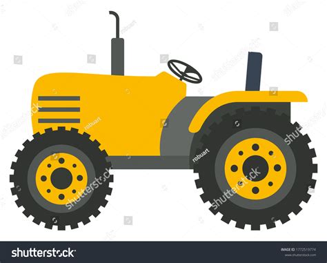 Cartoon Bright Yellow Tractor Combine Harvester Stock Vector (Royalty ...