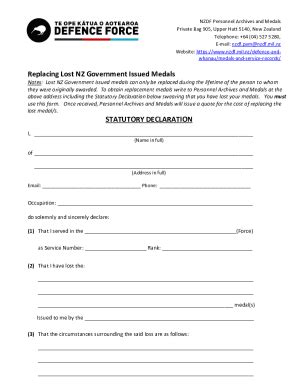 Fillable Online NZDF PAM Enquiry And Medal Application Form Fax