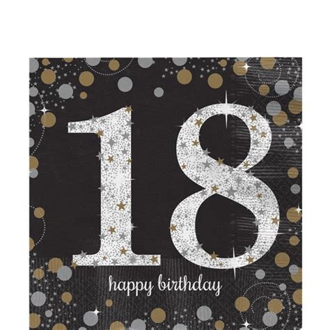 Sparkling Celebration 18th Birthday 2ply Paper Napkins 33cm 16pk