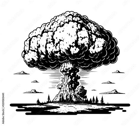 Nuclear explosion hand drawn sketch. Stock Vector | Adobe Stock