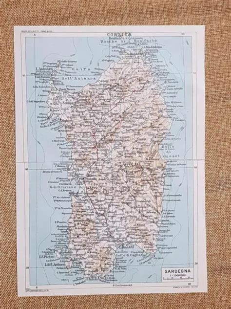 Carta Geografica O Cartina Del L Isola Di Sardegna Italia T C I