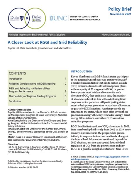 A Closer Look At Rggi And Grid Reliability The Nicholas Institute For