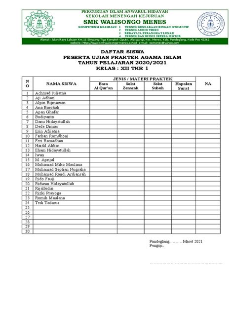 Format Nilai | PDF