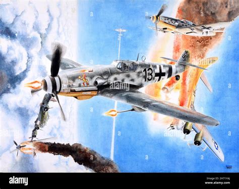 Messerschmitt Bf109 art Stock Photo - Alamy