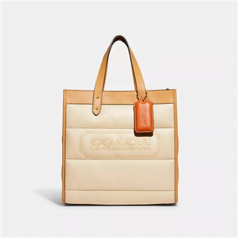 COACH Field Tote With Colorblock Quilting And Coach Badge