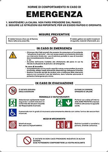 Cartello Alluminio Cm 50x35 NORME DI COMPORTAMENTO IN CASO DI EMERGENZA