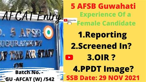 Nov Afsb Guwahati Reporting Screenin Oir Ppdt Afcat Afsb