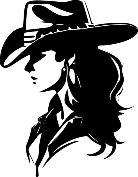 Cowgirl Black And White Isolated Icon Vector Illustration 23619728