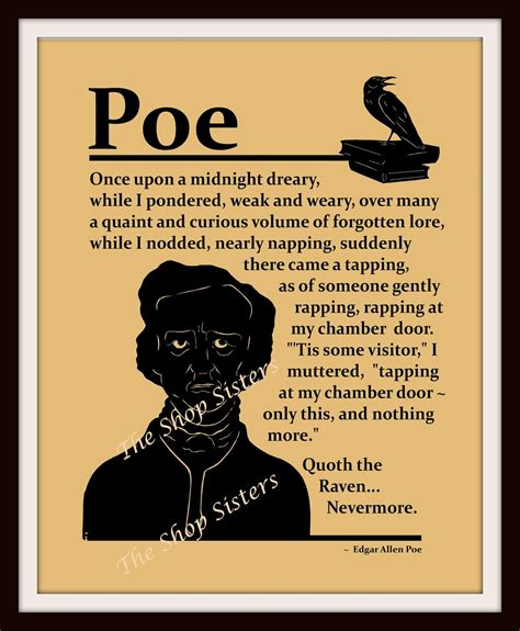 Items similar to Edgar Allan Poe Raven Poem Silhouette Black Wheat and ...