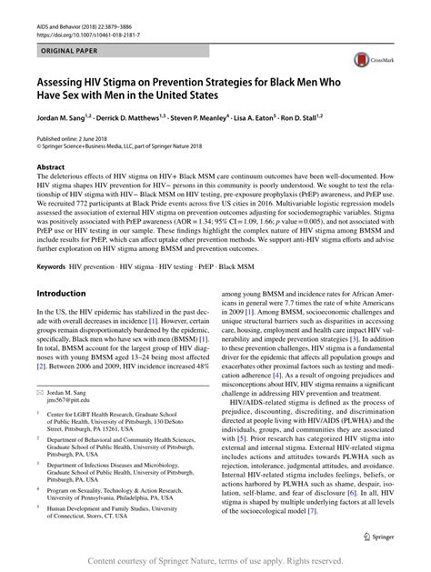 Assessing Hiv Stigma On Prevention Strategies For Black Men Who Have