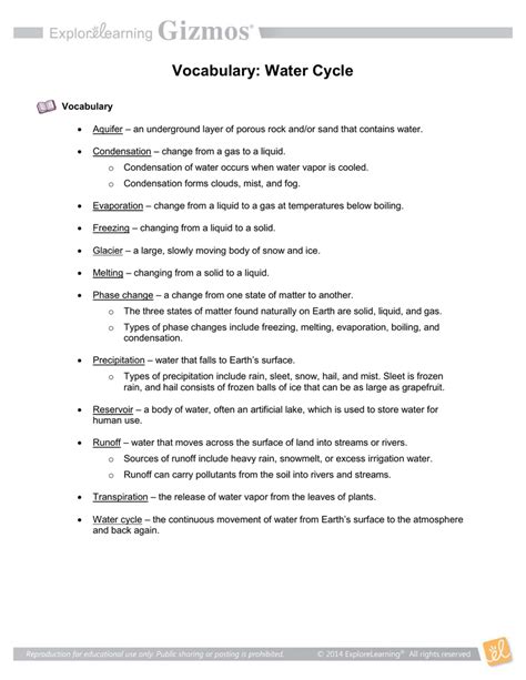 Water Cycle Gizmo Worksheet Answers Kidsworksheetfun