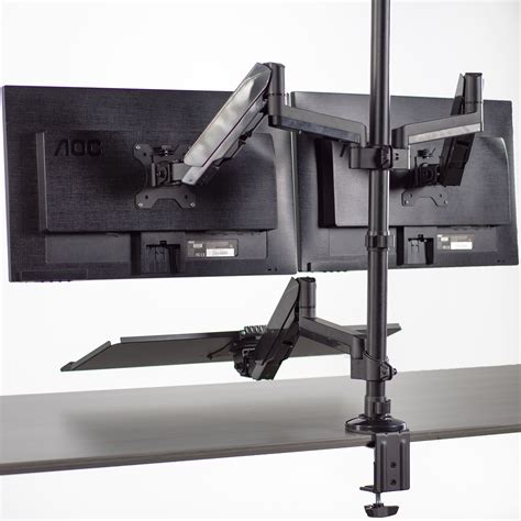 VIVO Black Dual Monitor Sit-Stand Desk Mount | Holds 2 Screens 17" to ...