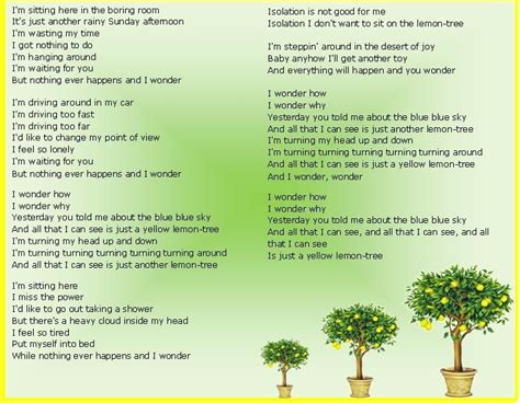 [View 45+] Song Lyrics Lemon Tree Very Pretty