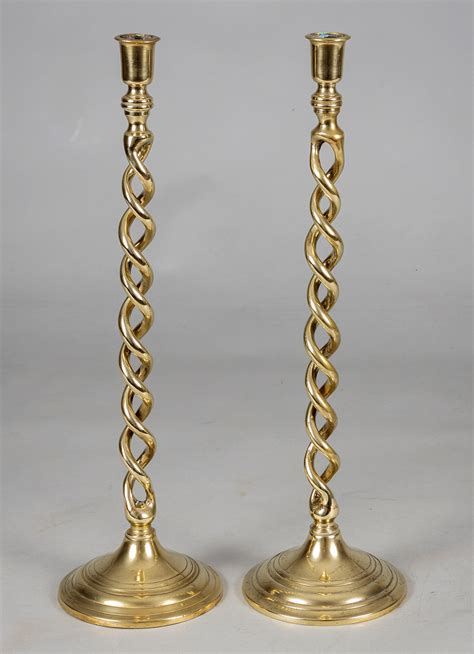 Pair Brass Barley Twist Candlesticks