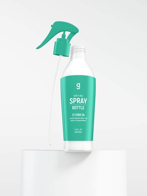 Premium Psd Glossy Plastic Spray Bottle Branding Mockup