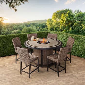 Agio Anderson 7-piece Fire Outdoor Dining Set | Costco