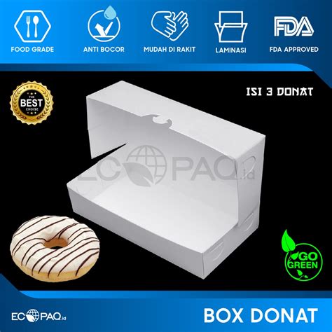 Jual Box Donat Kotak Donat Dus Donat Donut PUTIH Isi 3 30 Pcs