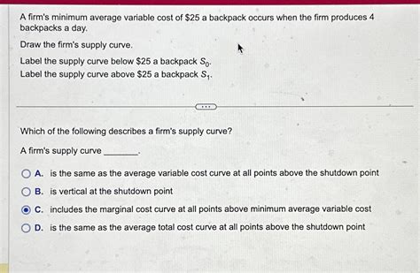 Solved A Firm S Minimum Average Variable Cost Of A Chegg