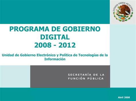 PPT PROGRAMA DE GOBIERNO DIGITAL 2008 2012 Unidad De Gobierno