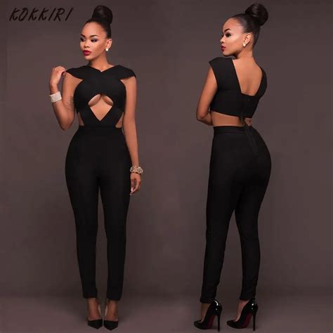 Summer Sexy Black Piece Set Women Suits Cross Neck Hollow Out