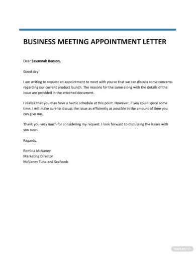 Free 14 Meeting Appointment Letter Templates Samples Examples Format Download